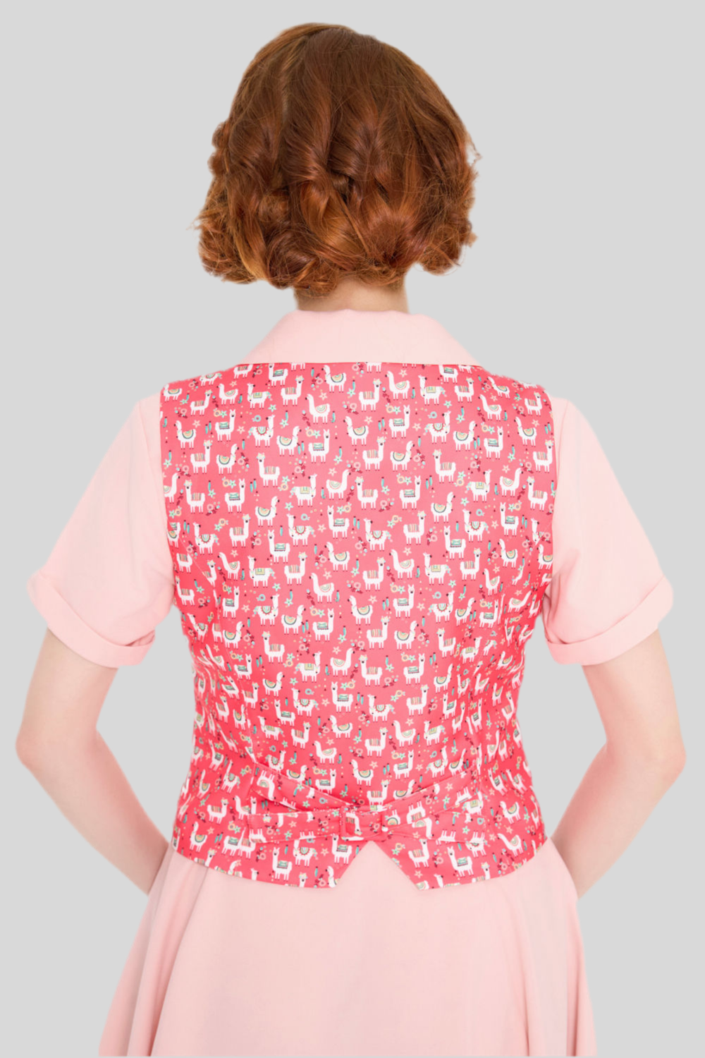 Vintage Lama Print Waistcoat