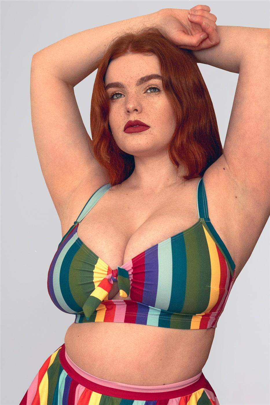 Rainbow Stripes Knot Bikini Top