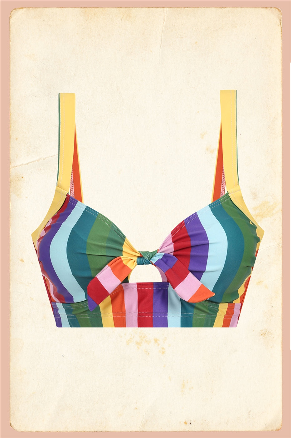 Rainbow Stripes Knot Bikini Top