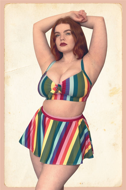 Rainbow Stripes Skater Skirted Brief