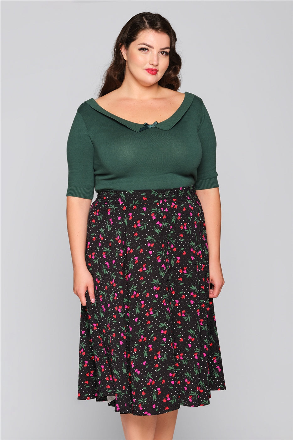 Megan Sweetheart Cherry Swing Skirt