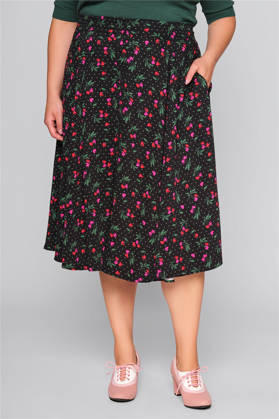 Megan Sweetheart Cherry Swing Skirt