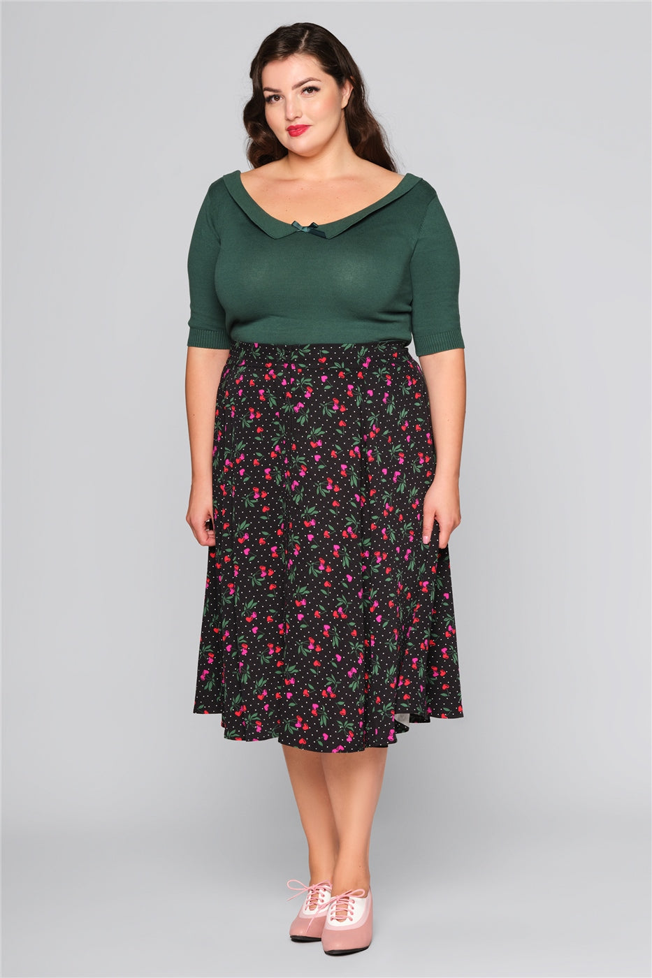 Megan Sweetheart Cherry Swing Skirt