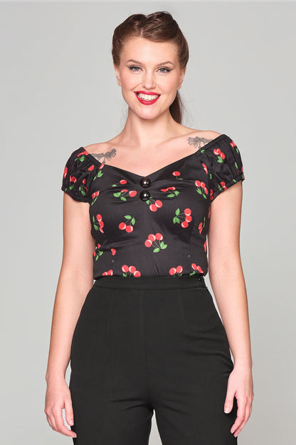 Dolores 50s Cherry Print Top