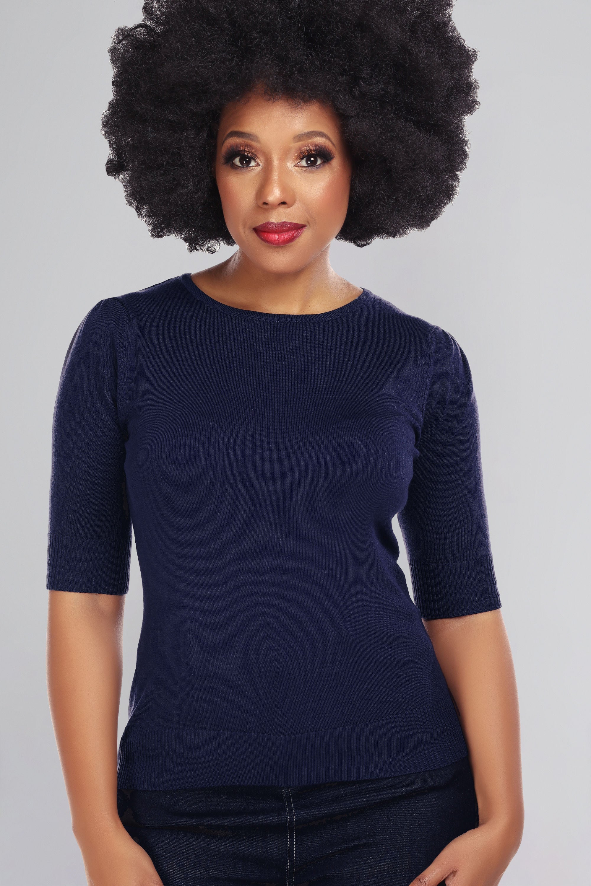 Chrissie Navy Knitted Top