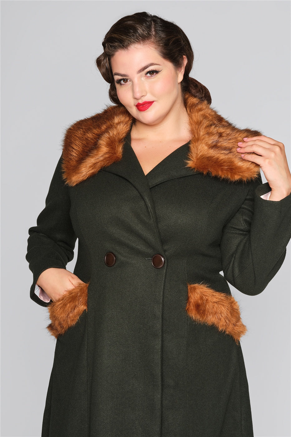 Annasofia Faux Fur Trim Coat