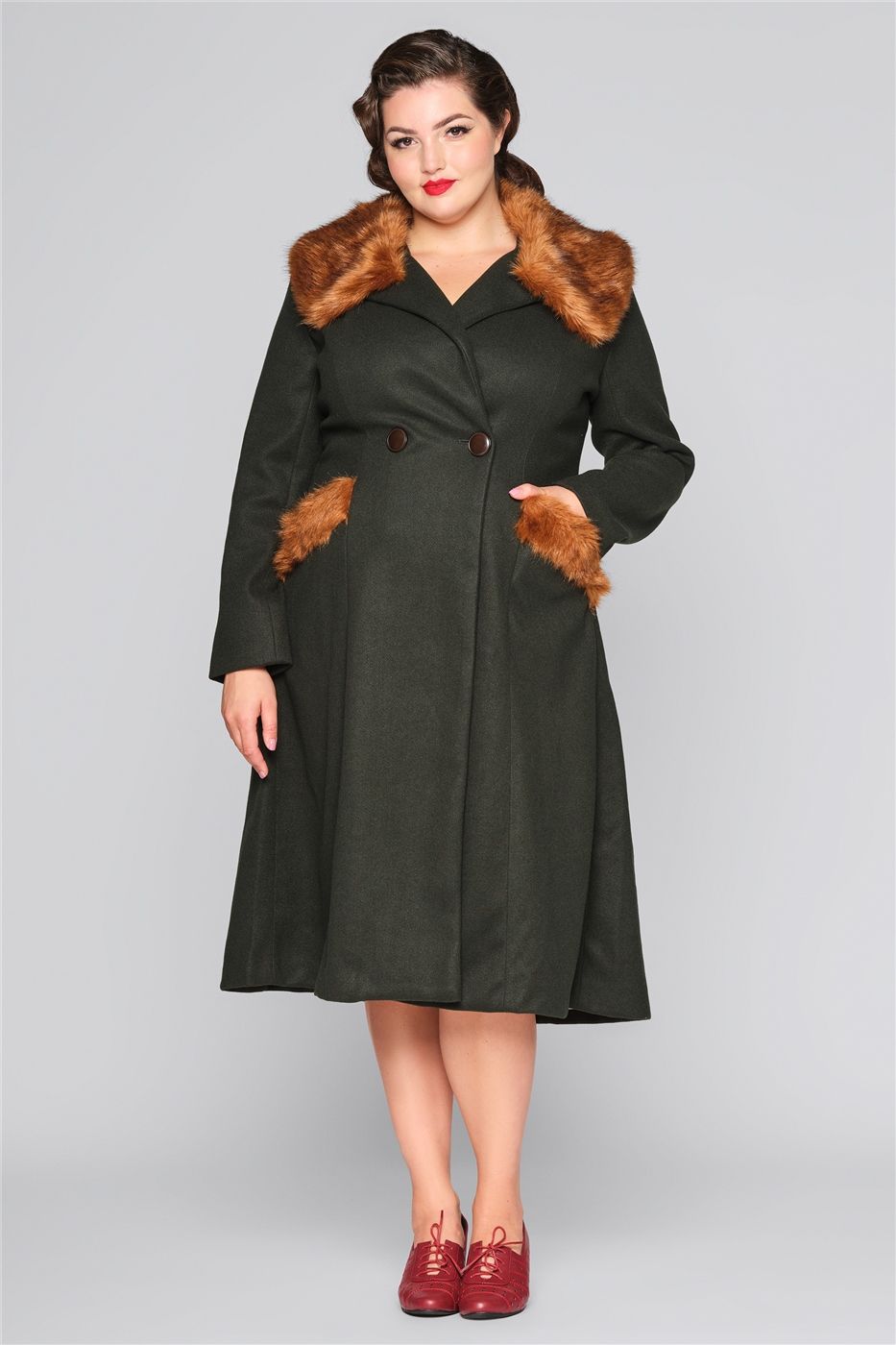 Annasofia Faux Fur Trim Coat