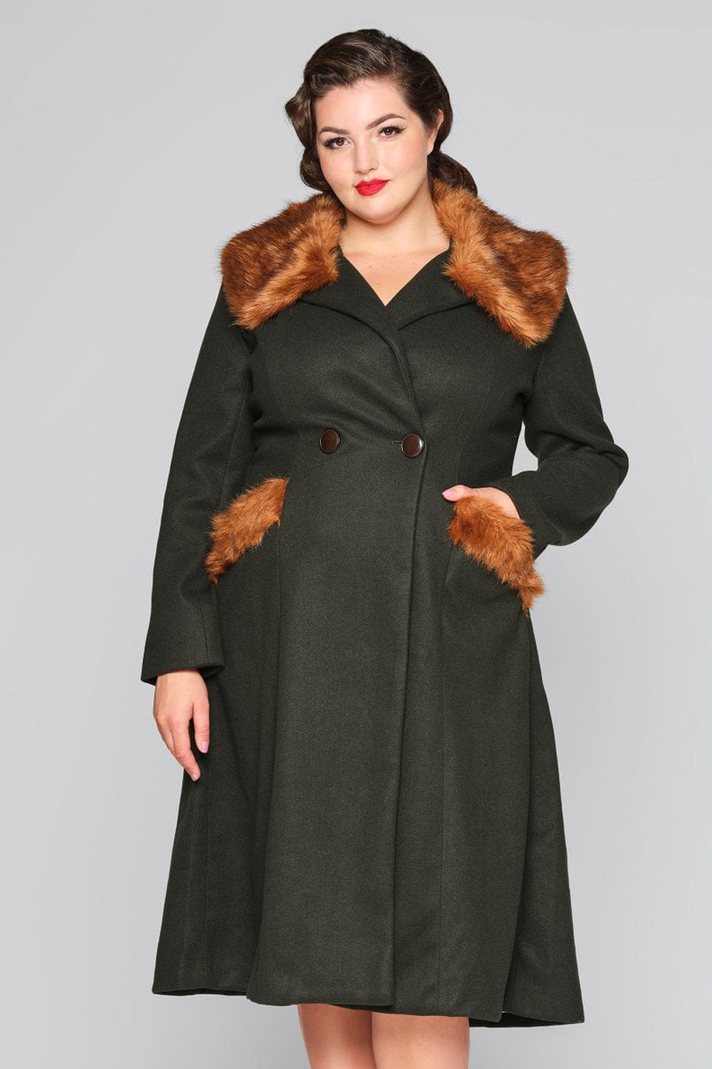 Annasofia Faux Fur Trim Coat