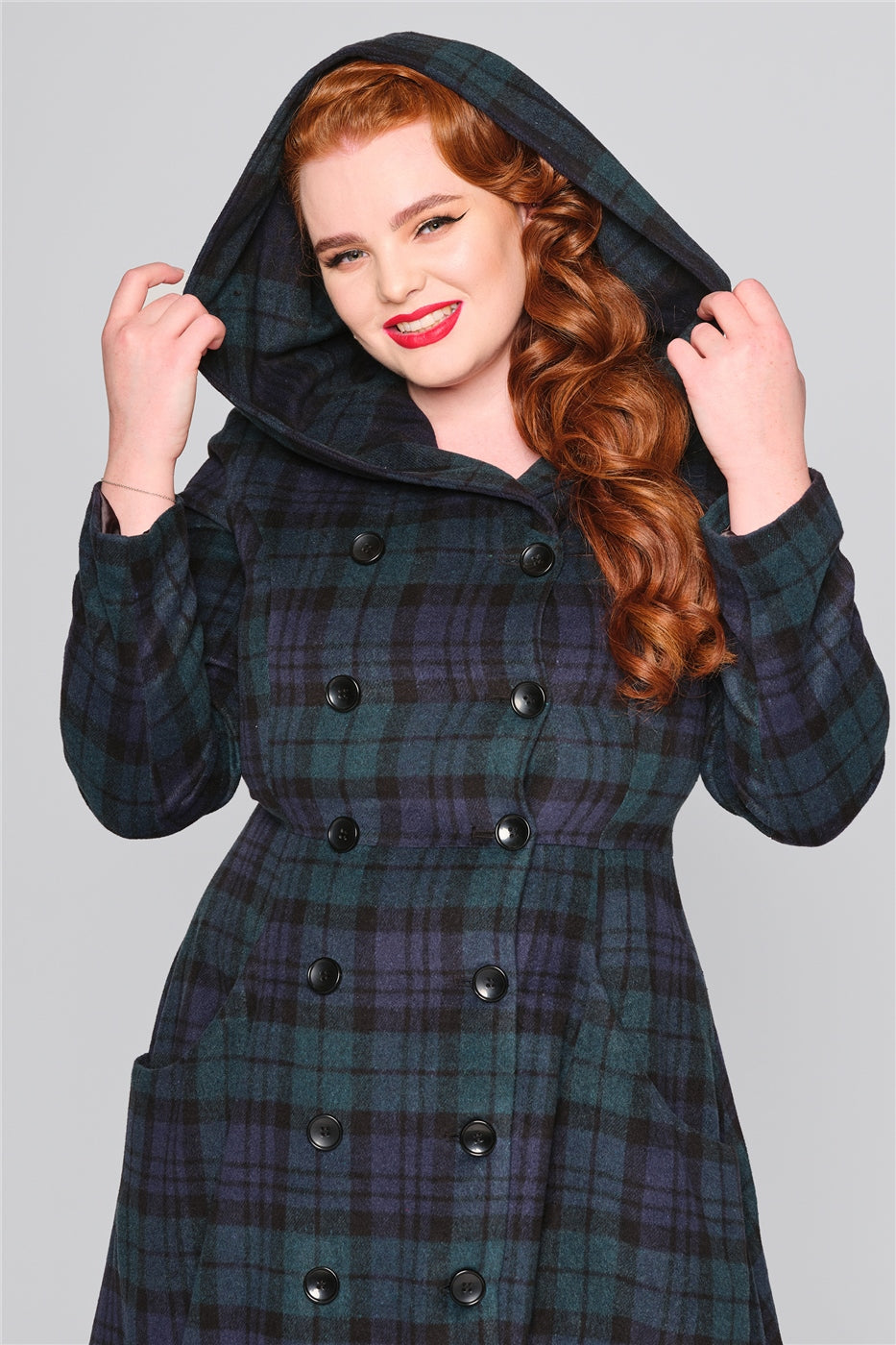 Heather Blackwatch Check Swing Coat