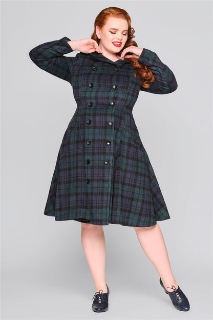 Heather Blackwatch Check Swing Coat