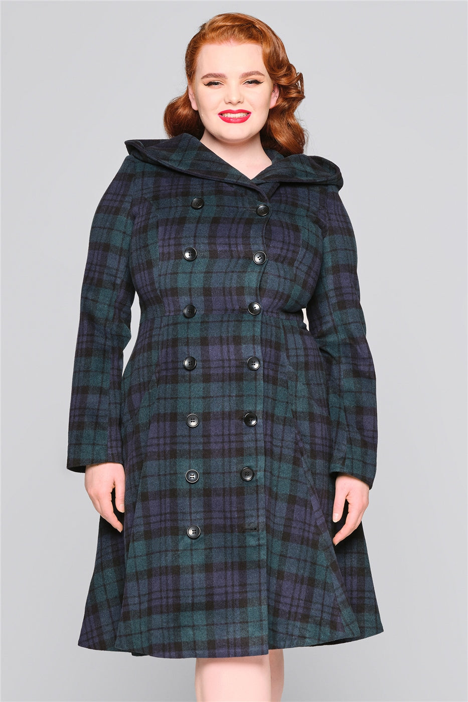 Heather Blackwatch Check Swing Coat