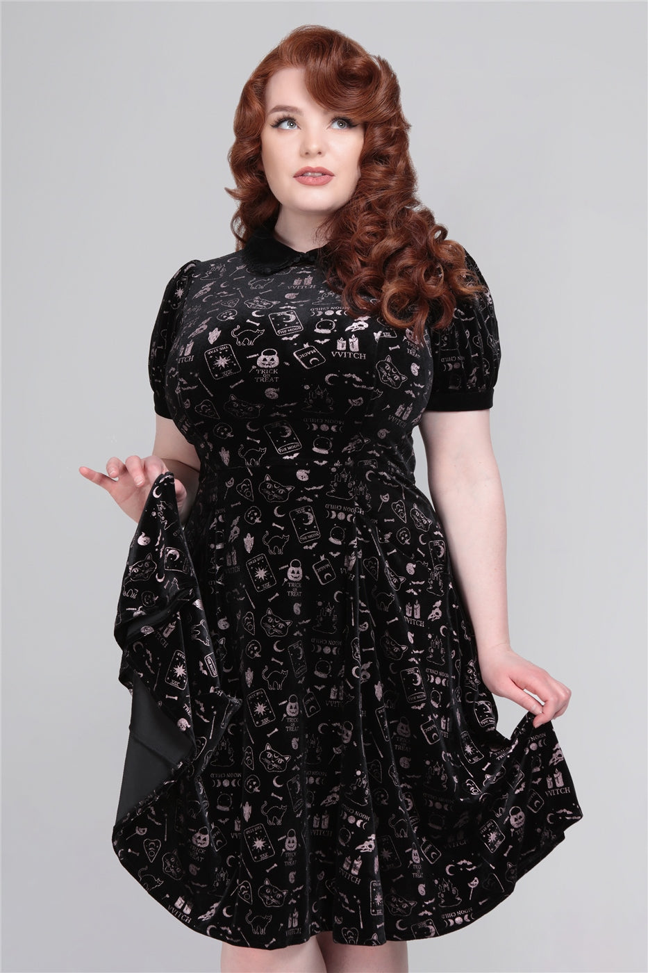 Peta Spooky Velvet Swing Dress