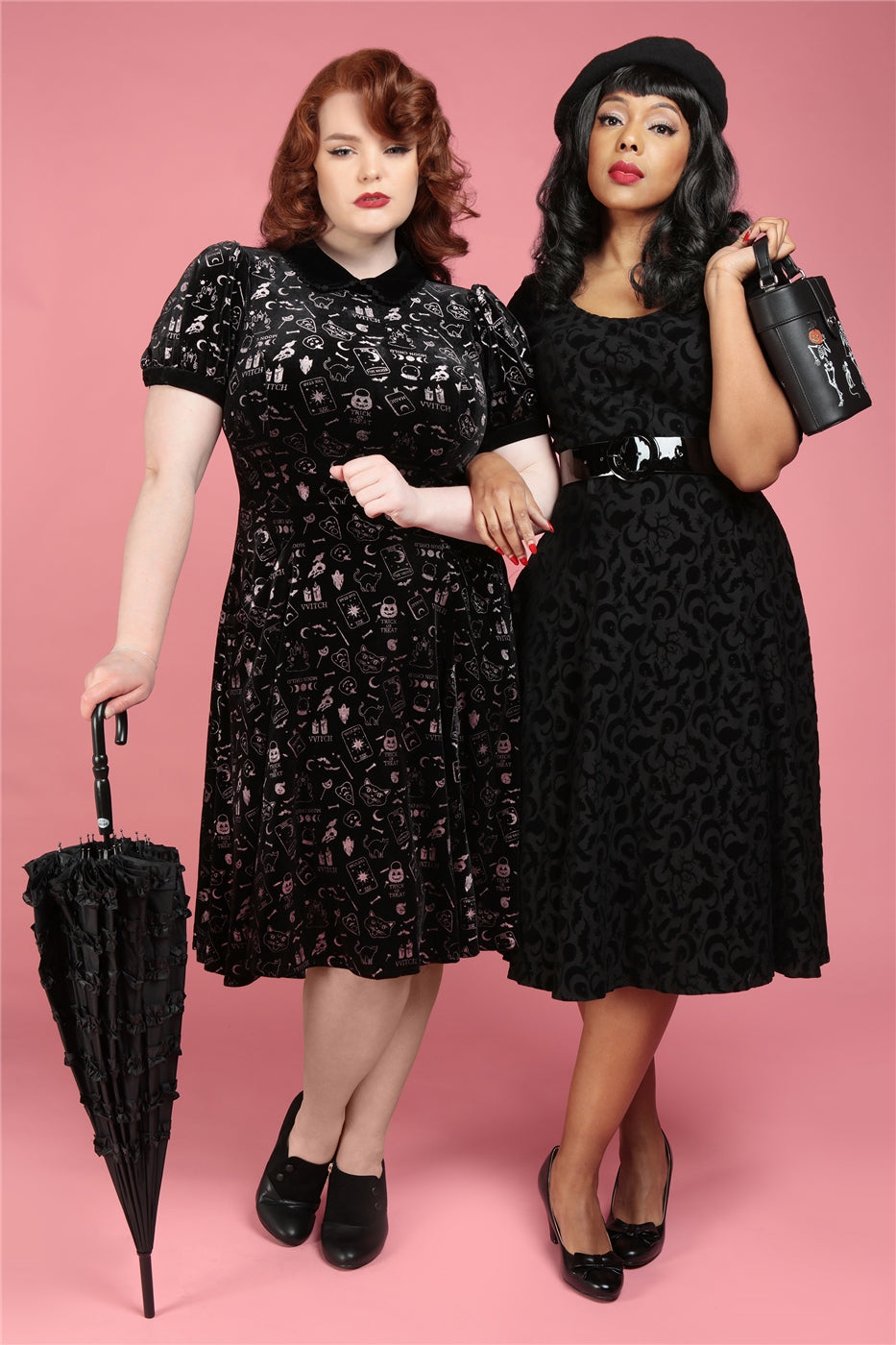 Peta Spooky Velvet Swing Dress