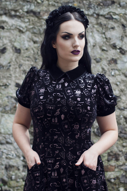 Peta Spooky Velvet Swing Dress