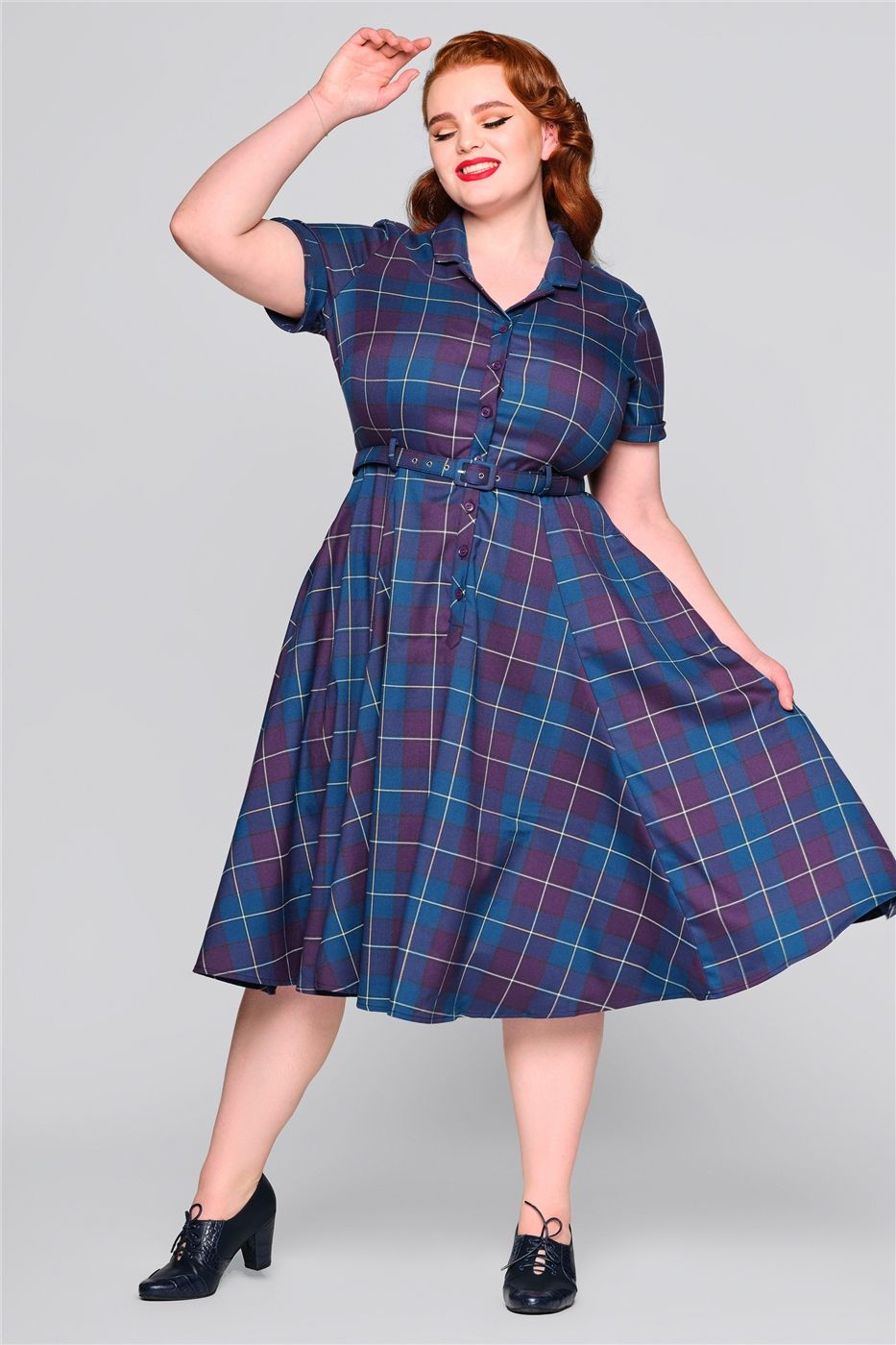 Caterina Mermaid Check Swing Dress