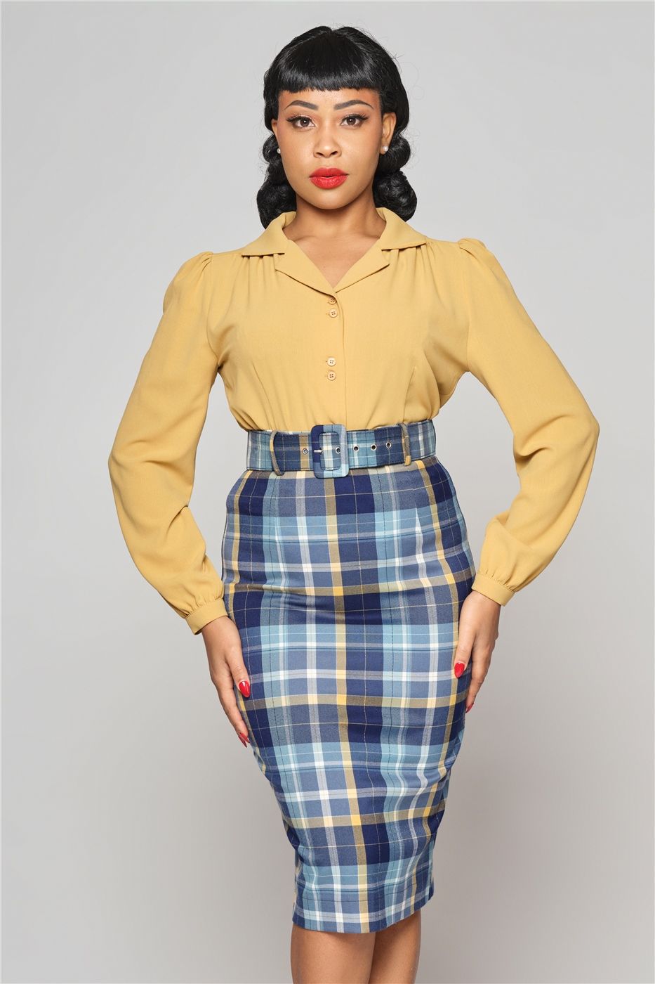 Juanita Moonlight Check Pencil Skirt