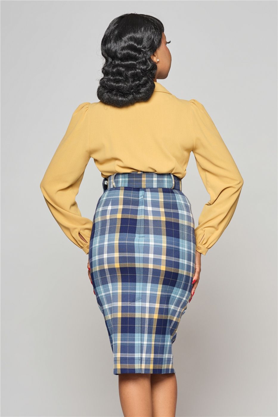 Juanita Moonlight Check Pencil Skirt