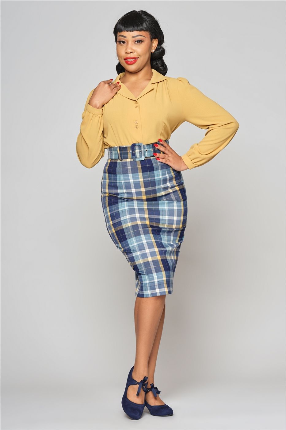 Juanita Moonlight Check Pencil Skirt