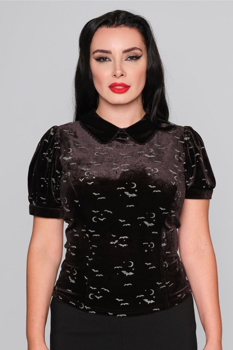 Peta Bats Velvet Glitter Print Top