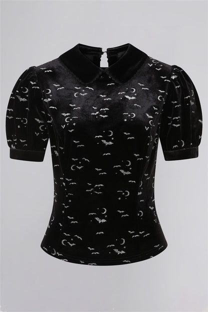 Peta Bats Velvet Glitter Print Top