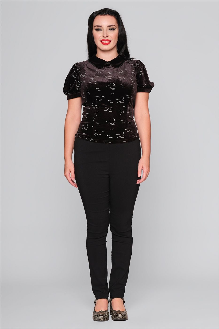 Peta Bats Velvet Glitter Print Top