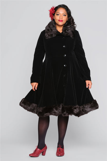 Nuit Quilted Velvet Swing Coat