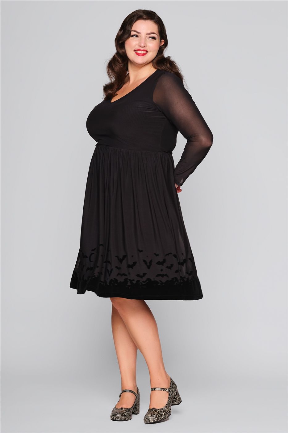 Mavis Bat Border Mesh Swing Dress