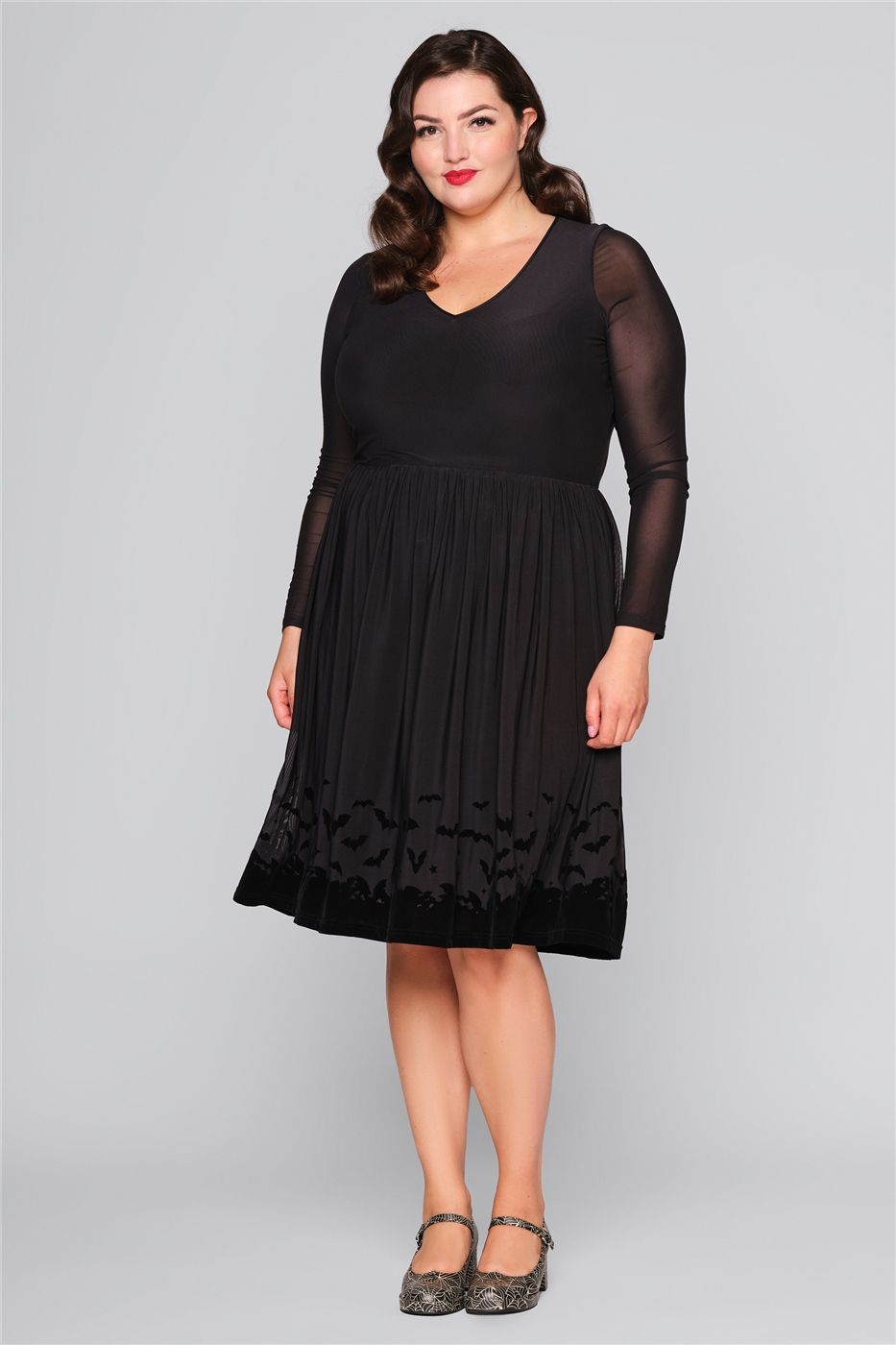 Mavis Bat Border Mesh Swing Dress