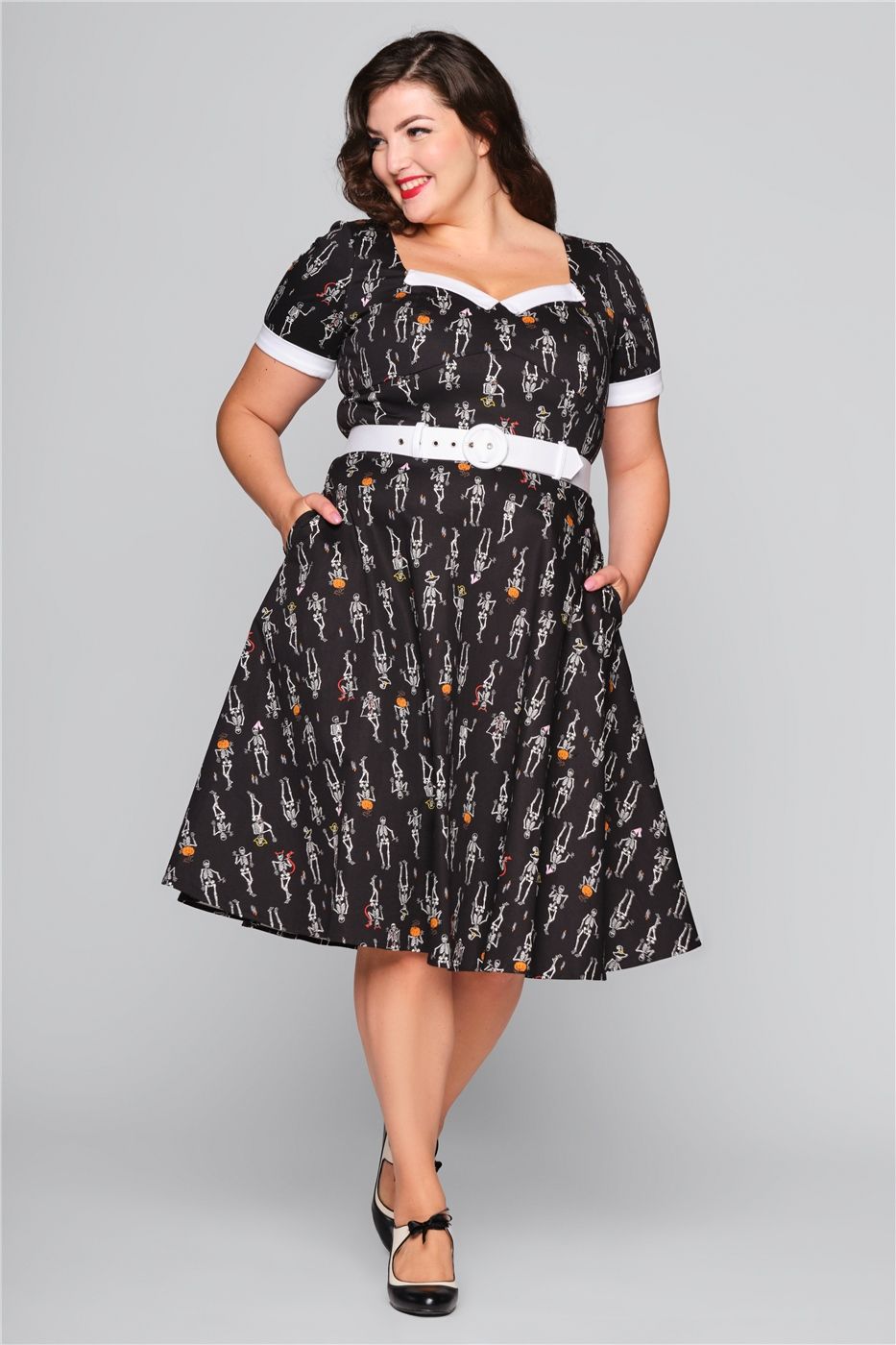 Roberta Skeleton Boo-Gie Swing Dress