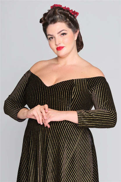 Anjelica Glitter Stripe Swing Dress