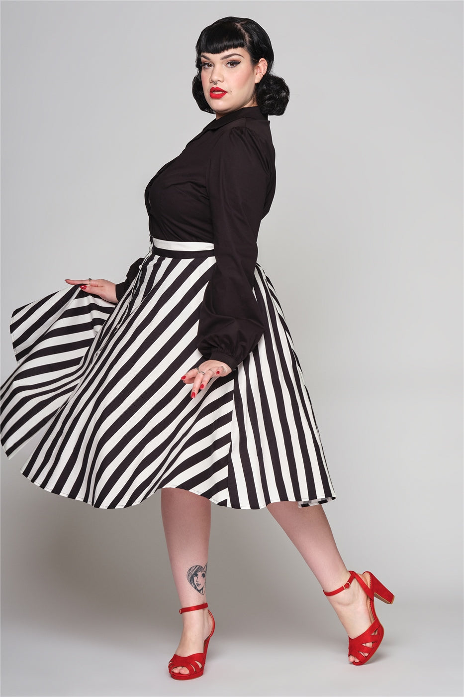 Megan Striped Swing Skirt