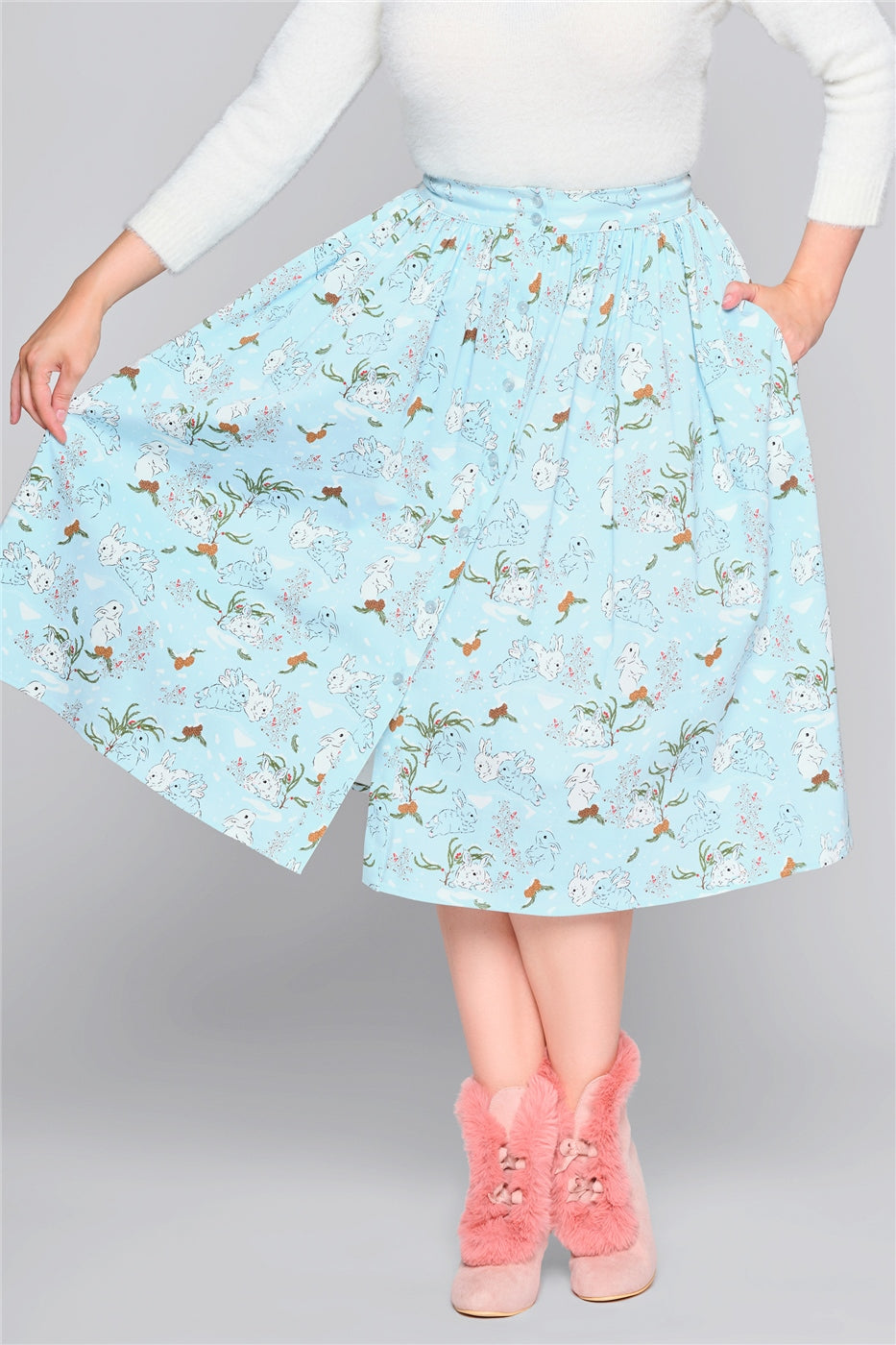 Mariana Snowy Rabbit Swing Skirt