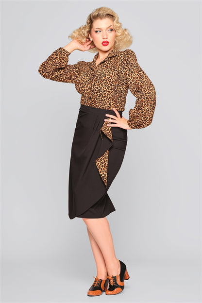 Anita Leopard Print Waterfall Skirt