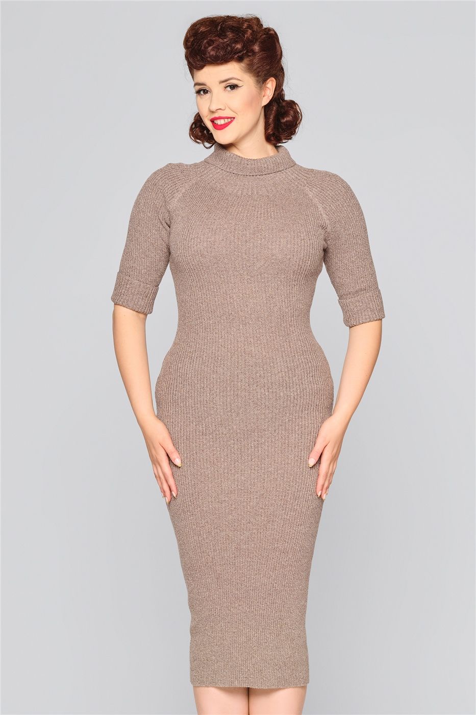 Olive Knitted Pencil Dress