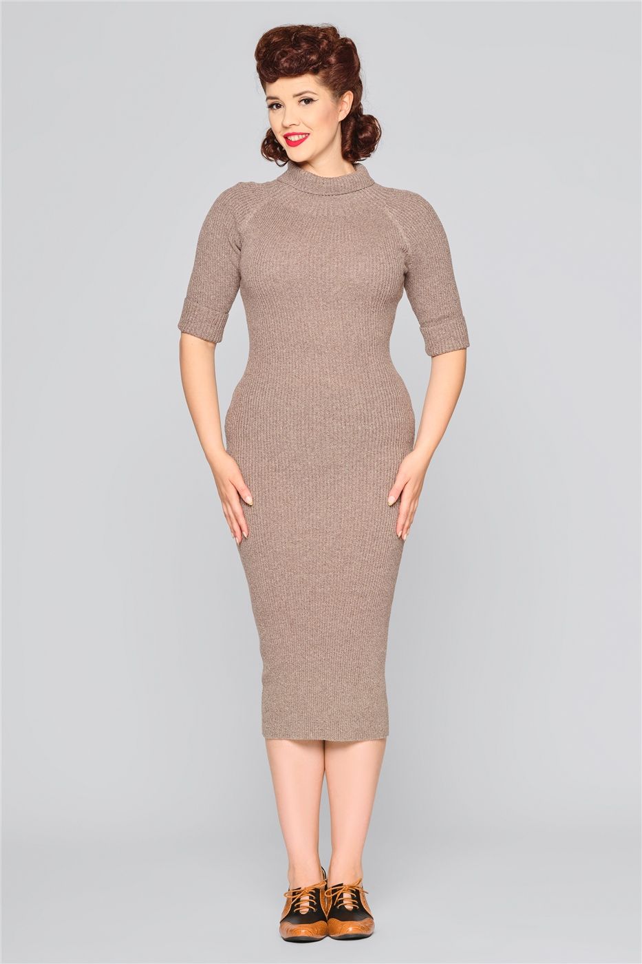 Olive Knitted Pencil Dress