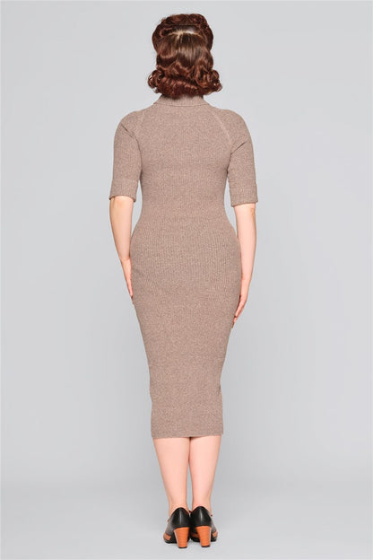 Olive Knitted Pencil Dress