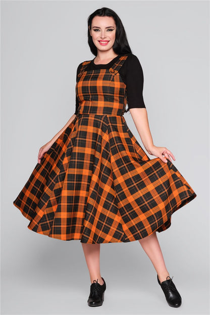 Eloise Pumpkin Check Swing Dress