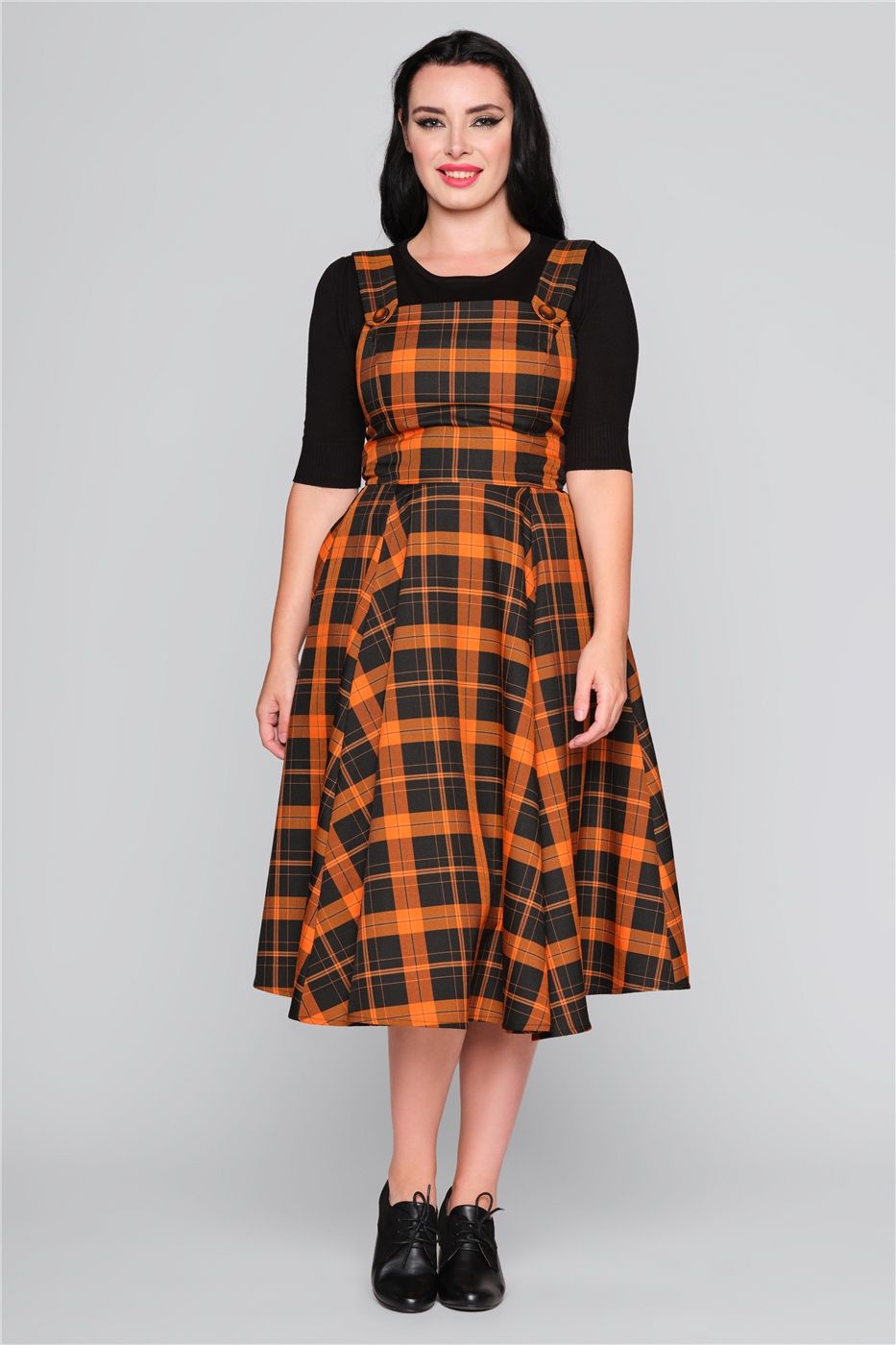 Eloise Pumpkin Check Swing Dress