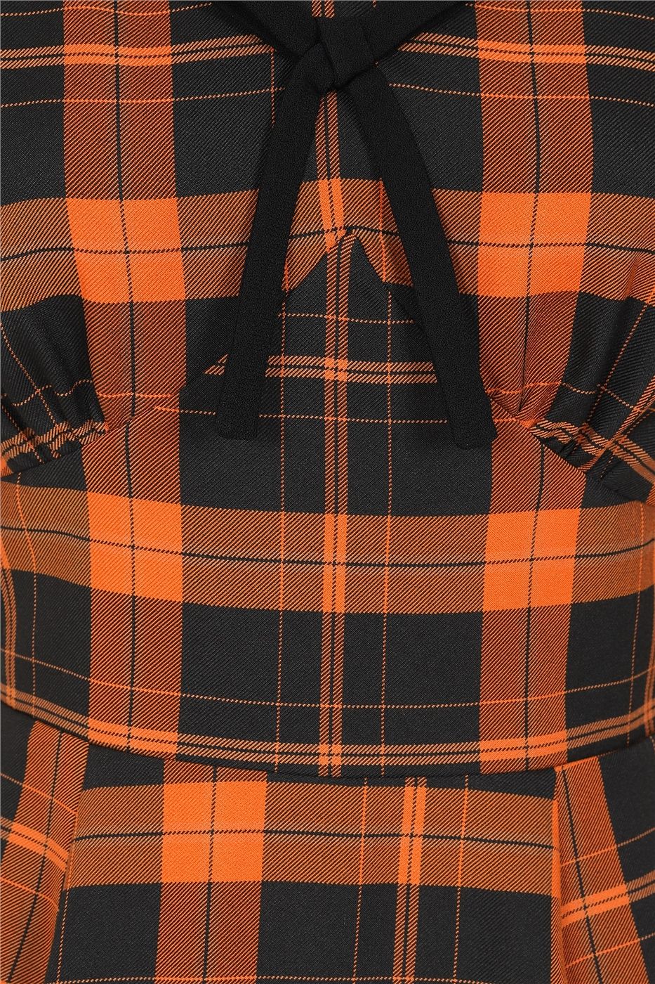 Anja Pumpkin Check Flared Dress