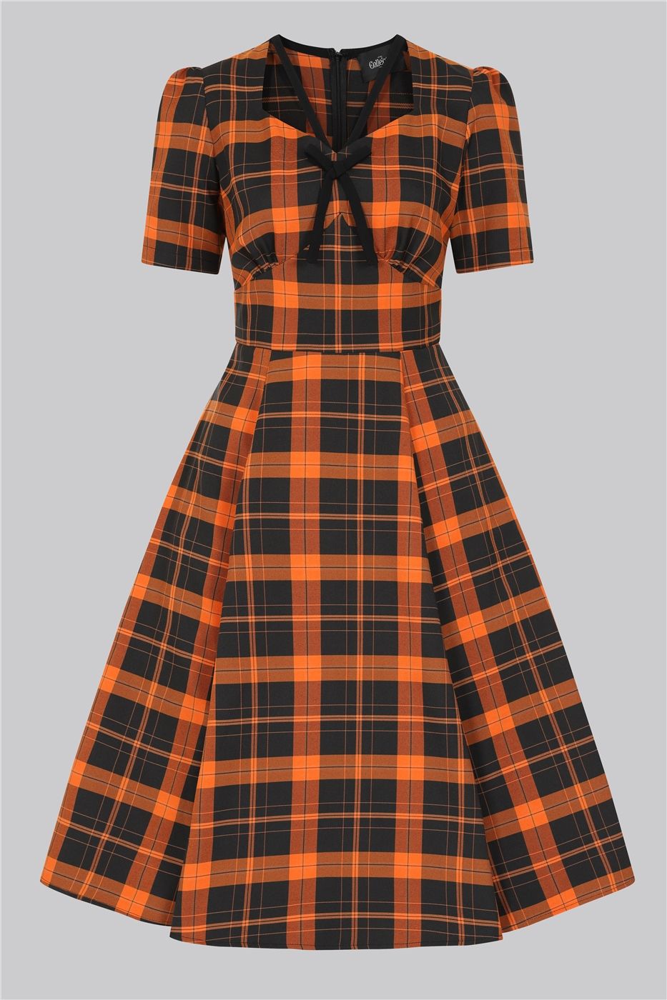 Anja Pumpkin Check Flared Dress