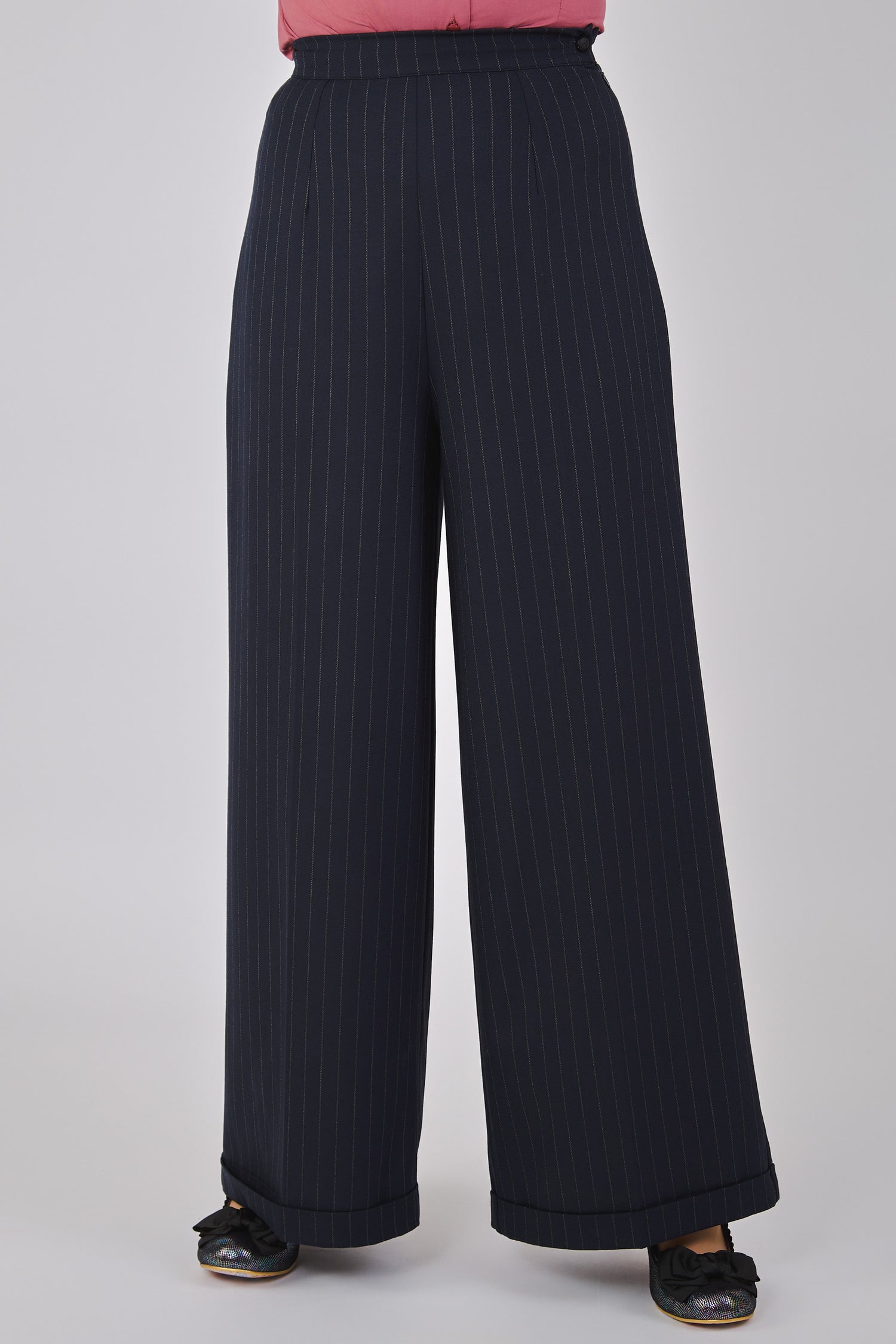 Gerilynn Navy Pinstripe Trousers