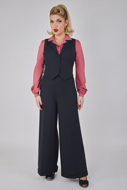 Gerilynn Navy Pinstripe Trousers