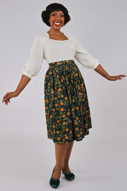 Jasmine Pansies Swing Skirt