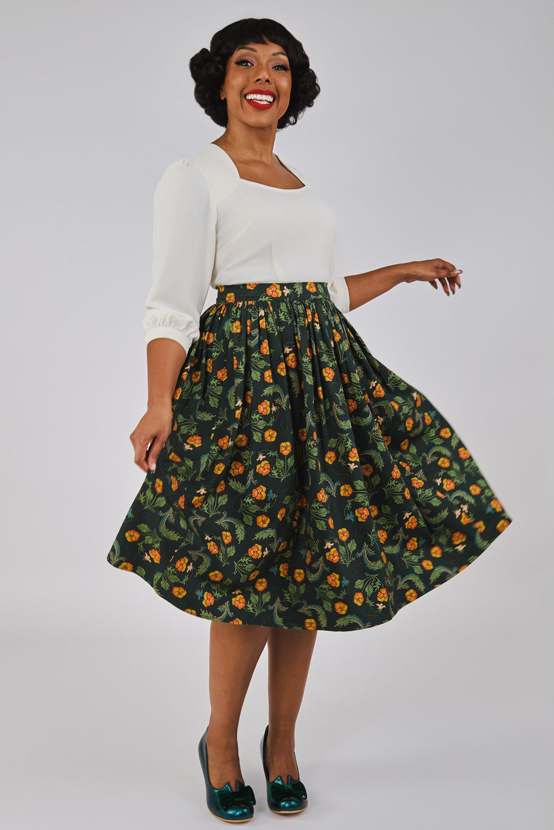 Jasmine Pansies Swing Skirt