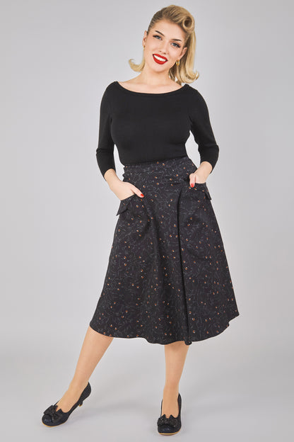 Veronica Black Cats Swing Skirt