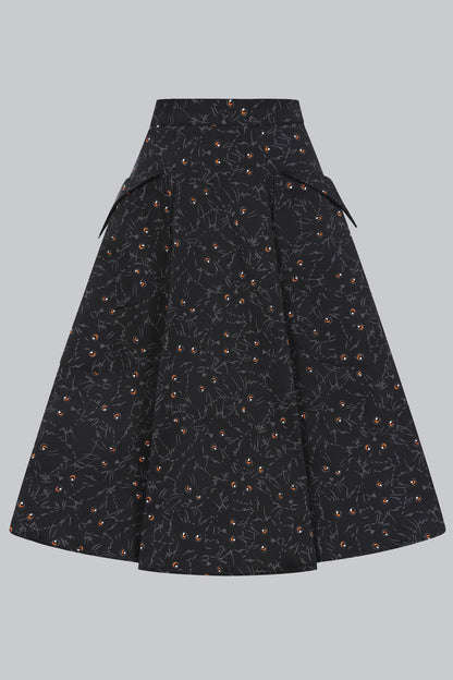 Veronica Black Cats Swing Skirt