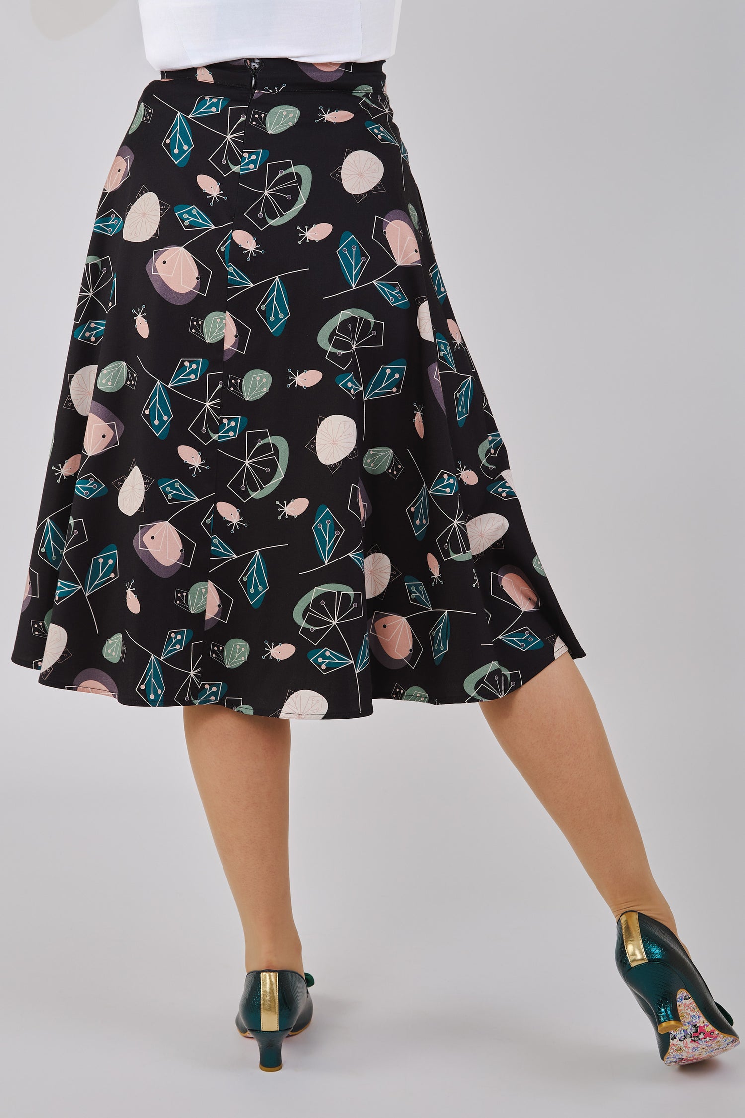 Veronica Atomic Floral Swing Skirt