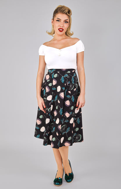 Veronica Atomic Floral Swing Skirt