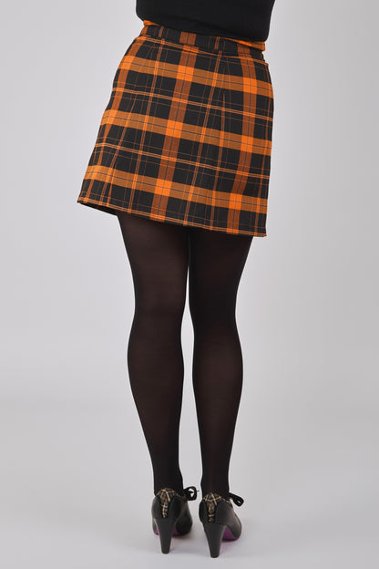 India Pumpkin Check Mini Skirt