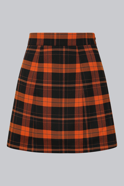 India Pumpkin Check Mini Skirt